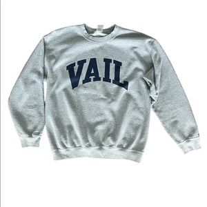 Vail CO grey & navy crewneck
